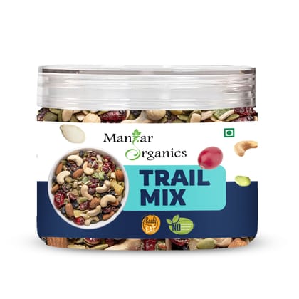 ManHar Organics Trail Mix 200g Jar | Nuts, Seeds & Dried Fruits Blend | High Protein, Energy Snack | No Added Sugar | Preservative-Free