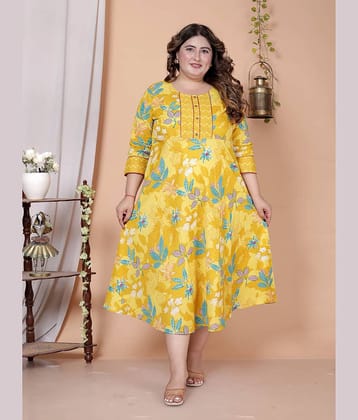 Avnii Women Cotton Printed Gown ( Yellow )