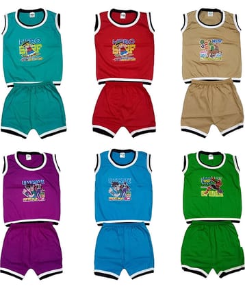 kaseera Pack of 6 Unisex Cotton Blend T-Shirt & Shorts Set ( Multicolor )