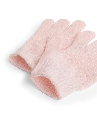 BUNGALOW BEAUTY Microfiber Exfoliating Loofah Body Hand Gloves for Bathing | Shower Gloves | Dry Skin | Dead Skin Cell Remover | Body Scrub | Skin Exfoliator for Body | Shower Gloves for Women | Pink (1 Pair)