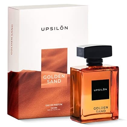 UPSILON Golden Sand Eau De Parfum Premium Long Lasting Fresh & Powerful Fragrance Spray Travel Friendly Luxury Parfum Scent | Mens Perfume | 100ml - Pack Of 1 UPSILON Golden Sand Eau De Parfum Premium Long Lasting Fresh & Powerful Fragrance Spray Travel Friendly Luxury Parfum Scent | Mens Perfume | 100ml - Pack Of 1