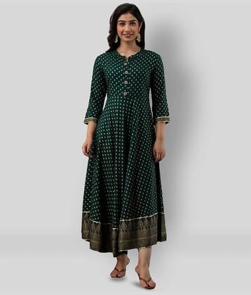 Lee Moda - Green Rayon Women's Flared Kurti ( Pack of 1 )