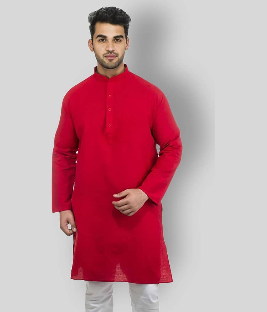 DESHBANDHU DBK - Red Cotton Men's Regular Kurta ( Pack of 1 )