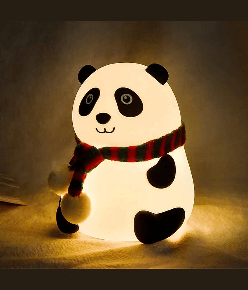 Saykhus BPA-Free Silicone Rechargeable Panda Night Lamp (Multicolor)