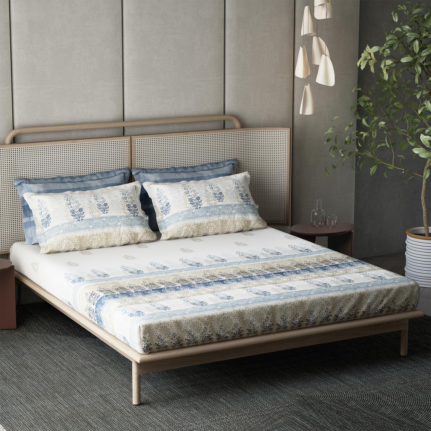 DDECOR - Kalakriti Collection 100% Cotton Global Ethnic Pattern 180TC  Blue