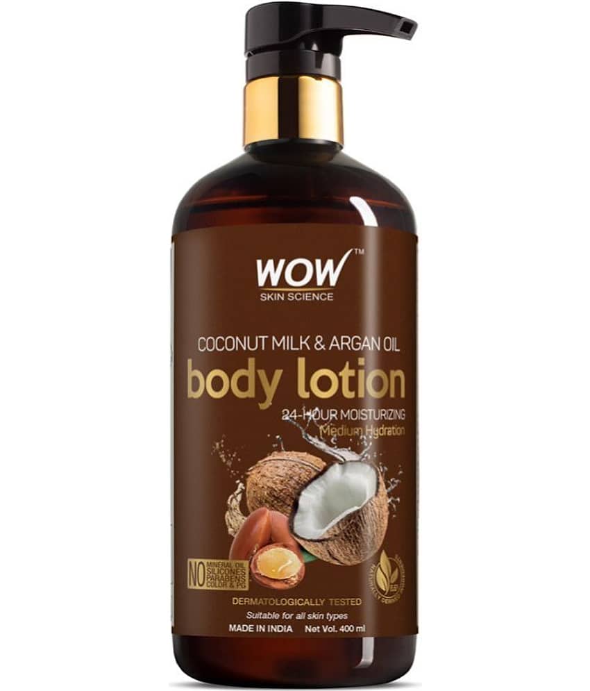 WOW Skin Science Coconut Milk & Argan Oil Body Lotion - Medium Hydration No Mineral Oil, Silicones, 400 ml