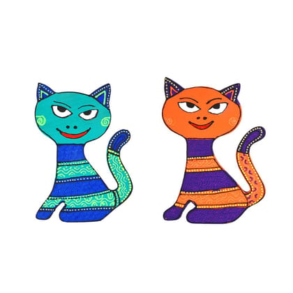 DECOREER Cat Wooden Fridge Magnet Set of 2