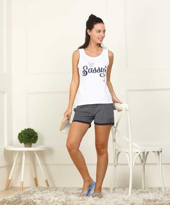 Klamotten Women's Printed Top & Shorts Nightsuit DB52A