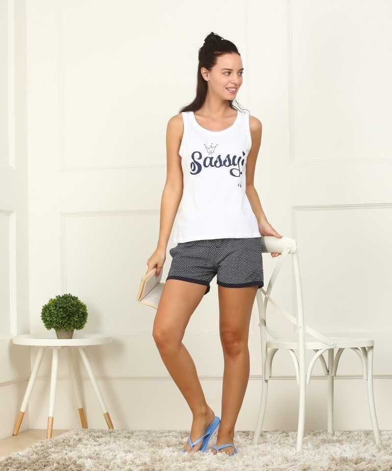 Klamotten Women's Printed Top & Shorts Nightsuit DB52A