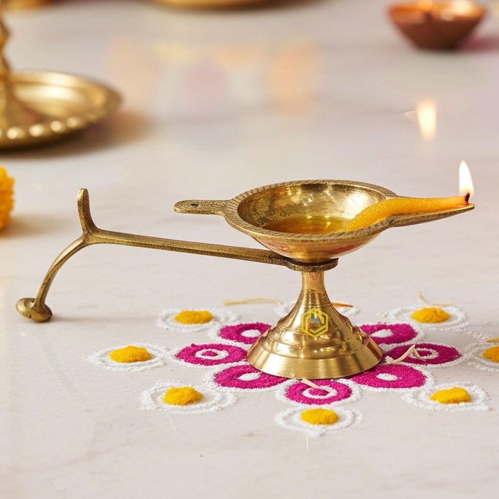 Brass EK batti Arti Deepak  No. 4 (ZMAS145 D)