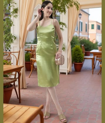 Zima Leto Women Polyester Solid Bodycon Dress ( Green )