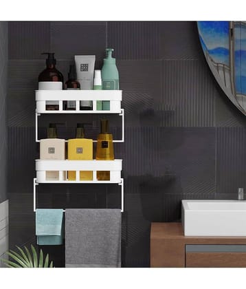 GEEO White Plastic Wall mount Stand ( Pack of 2 )