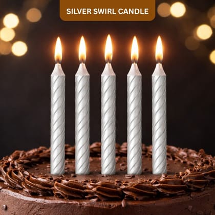 Silver Swirl Candle - 12PC Silver Swirl Candle - 12PC