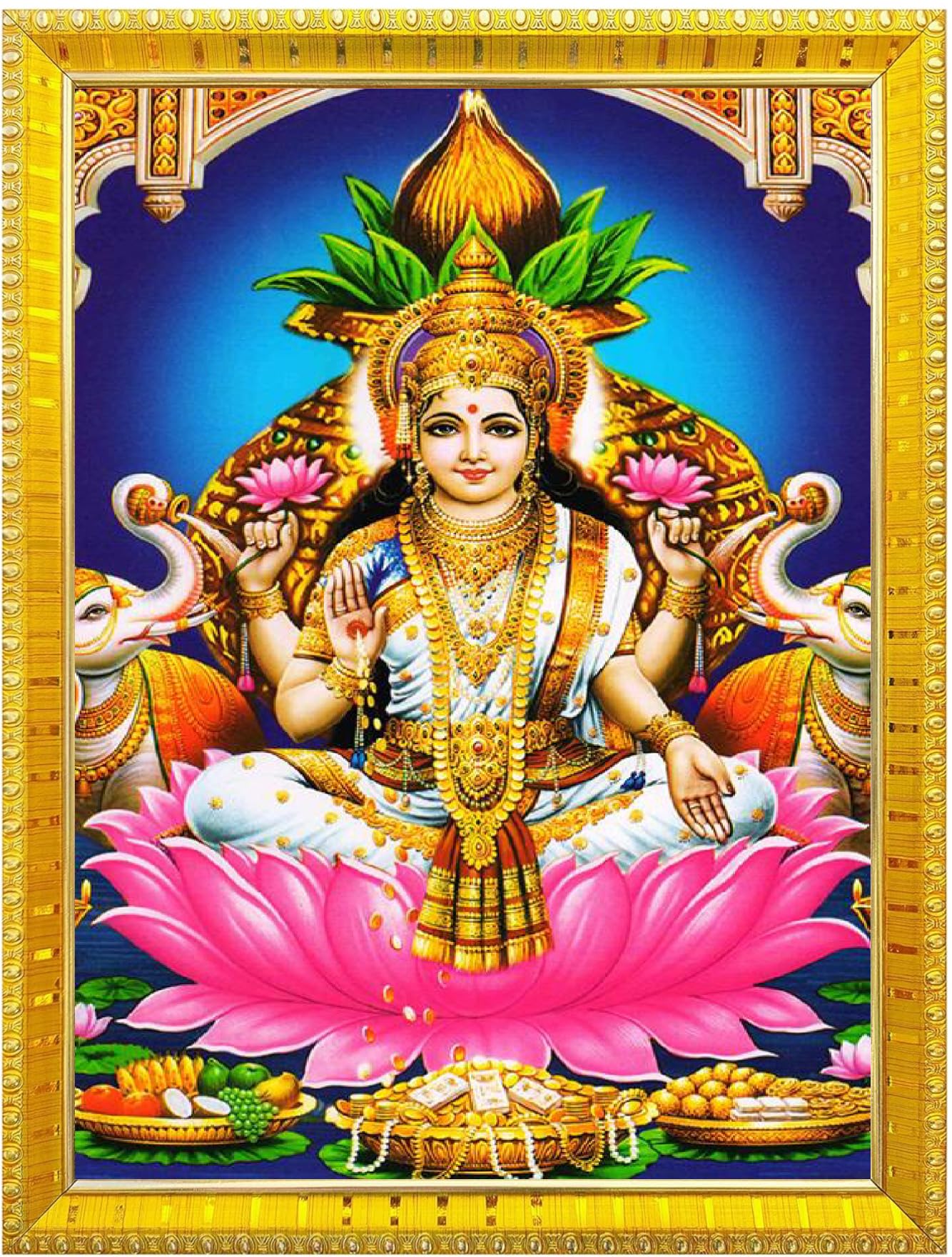 NOKKES Laxmi Devi Maa Mata Photo Frames Religious Photo frame 5X7 Inch Photo Frame_W4