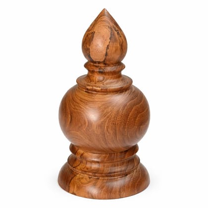 Wooden 8 Inch Teak Pooja Top Kalasam (Unpolished) � 4 Inch Base � 8 Inch Height � Large Wooden Kalasam for Pooja Mandir � Decoration Items � Wood Puja Kalash