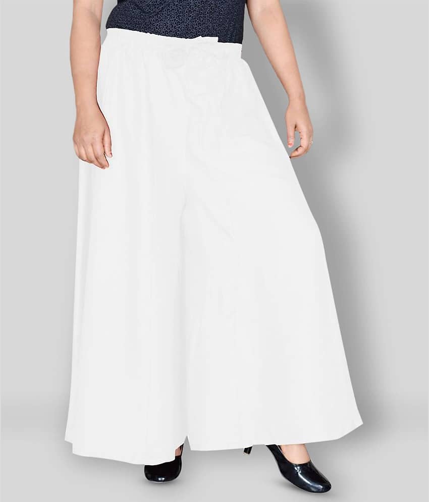 Sttoffa - White Rayon Flared Women's Palazzos ( Pack of 1 )