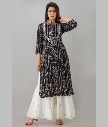 NeshamaKurti - Black Rayon Women's Straight Kurti ( Pack of 1 )