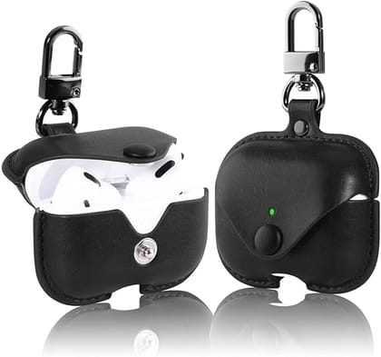 AirPod Pro/Pro 2 Case Leather Style Shockproof with Loss Prevention Clip for Apple Air-Pods Pro Wireless Charging Case For Airpods (Random Colour)