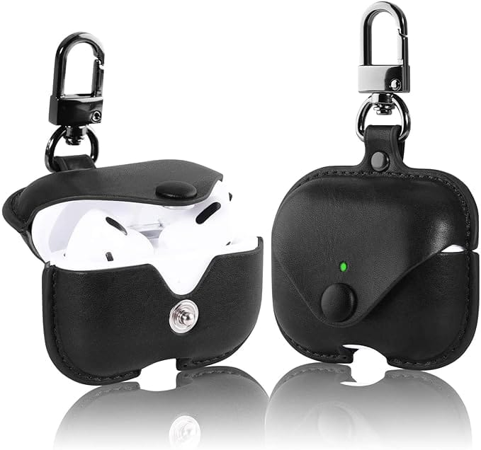 AirPod Pro/Pro 2 Case Leather Style Shockproof with Loss Prevention Clip for Apple Air-Pods Pro Wireless Charging Case For Airpods (Random Colour)