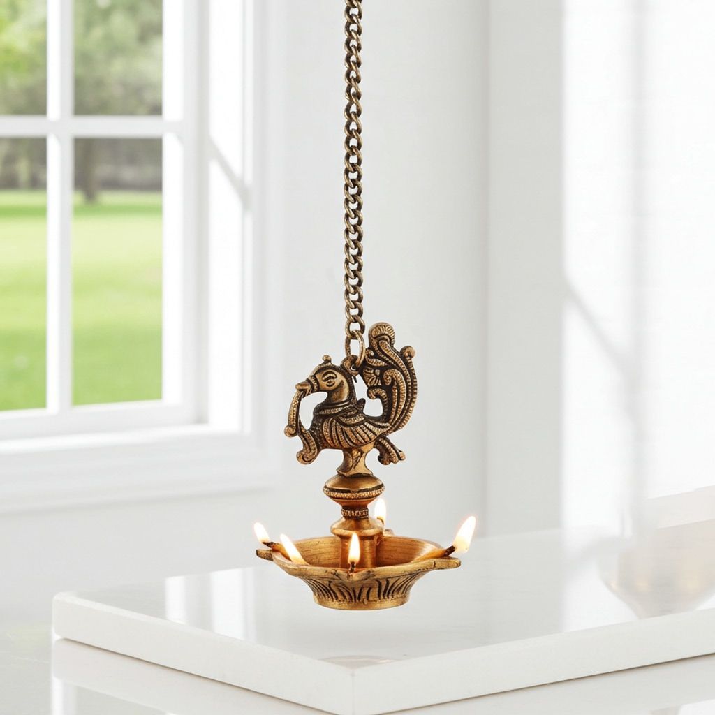 Brass Showpiece Murga Deepak With Chain Statue (BSMAS900 B)