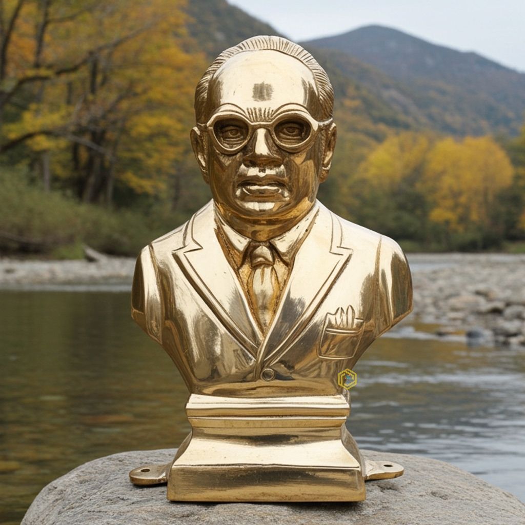 Brass Showpiece Ambedker Face - Inspirational Wall or Table Decor, Height : 10 Inch (BSMAS534 A)