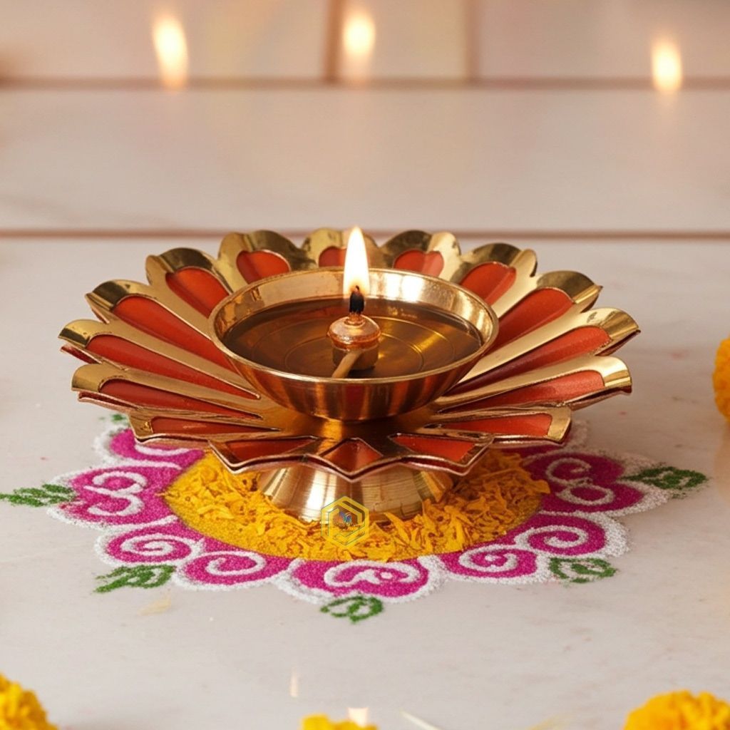 Iron & Brass Deepak Colour Orange 4 Inch (ZMAS517 O)