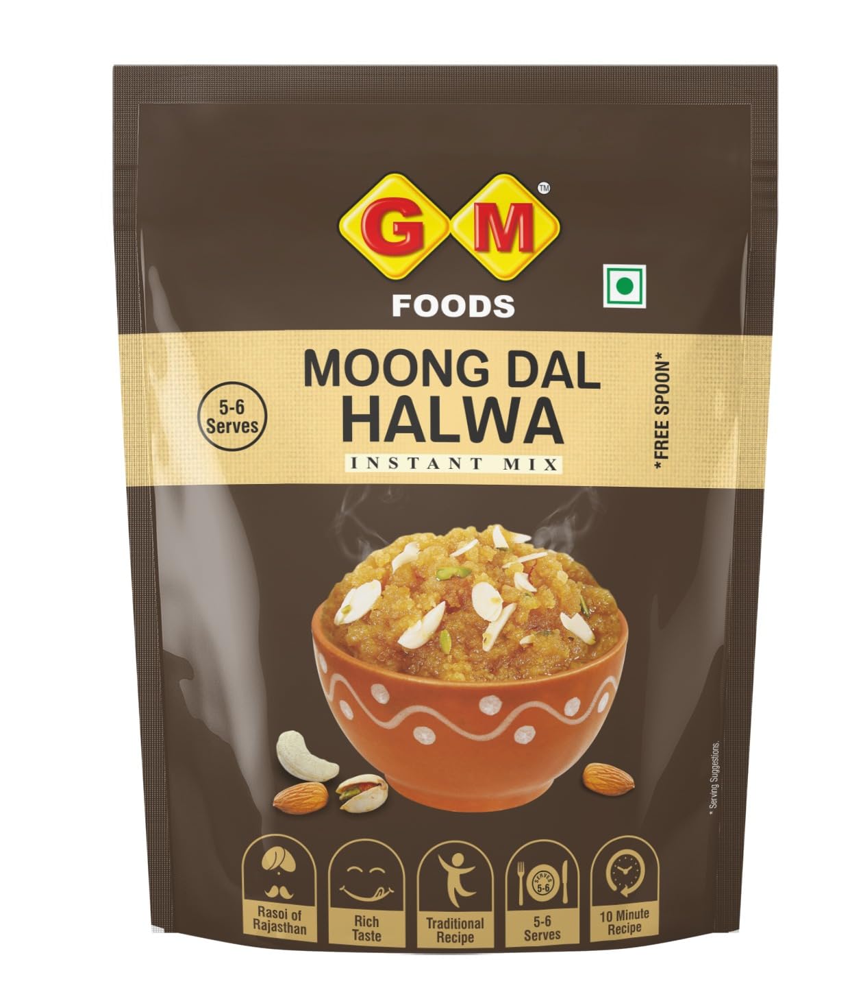 GM Foods Moong Dal Halwa Instant Mix 150g (Pack of 1) | Up to 4 Servings Per Pack | Ready to Cook | Rich & Delicious Dessert | Authentic Taste & Sweets | No Added Preservatives & Colours