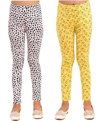 Kids Cave Pack of 1 Girls Cotton Blend Leggings ( White )