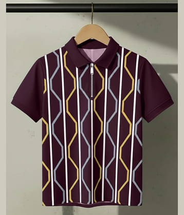 AUSK Men Cotton Blend Regular Fit Checks Polo T Shirt ( Purple )