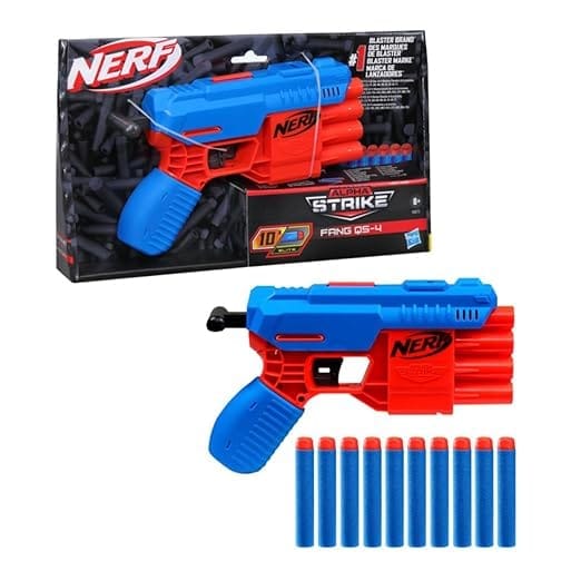 Strike Fang Qs-4 Toy Blaster, Fire 4 Darts in A Row, 10 Nerf Darts, Gift Toys for Kids Teens&Adults, Toy for Boys, Birthday Gift Toy Ages 8+,Best Xmas Gift,Multicolor_assorted colour