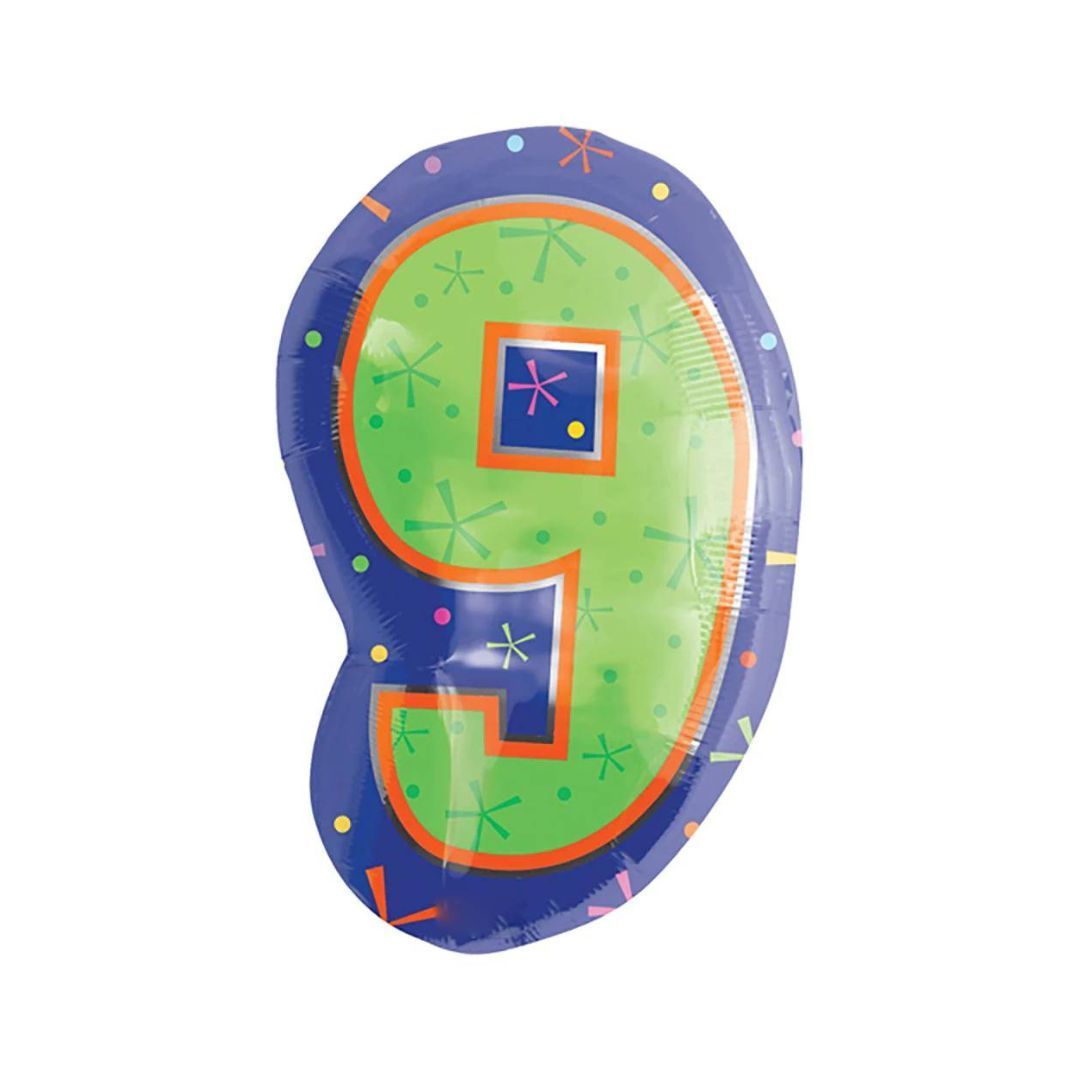 Number 9 Blue & Green Color Balloon - Helium Qulaity - 18 inches - 1PC