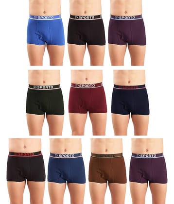 SPORTO Multicolor Cotton Men's Trunks ( Pack of 10 )