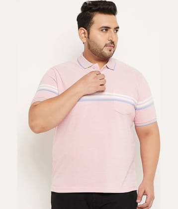 AUSTIVO Pack of 1 Cotton Blend Regular Fit Striped Half Sleeves Men's Polo T Shirt ( Pink )