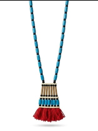 Artisanal Beaded Tassel Statement Necklace