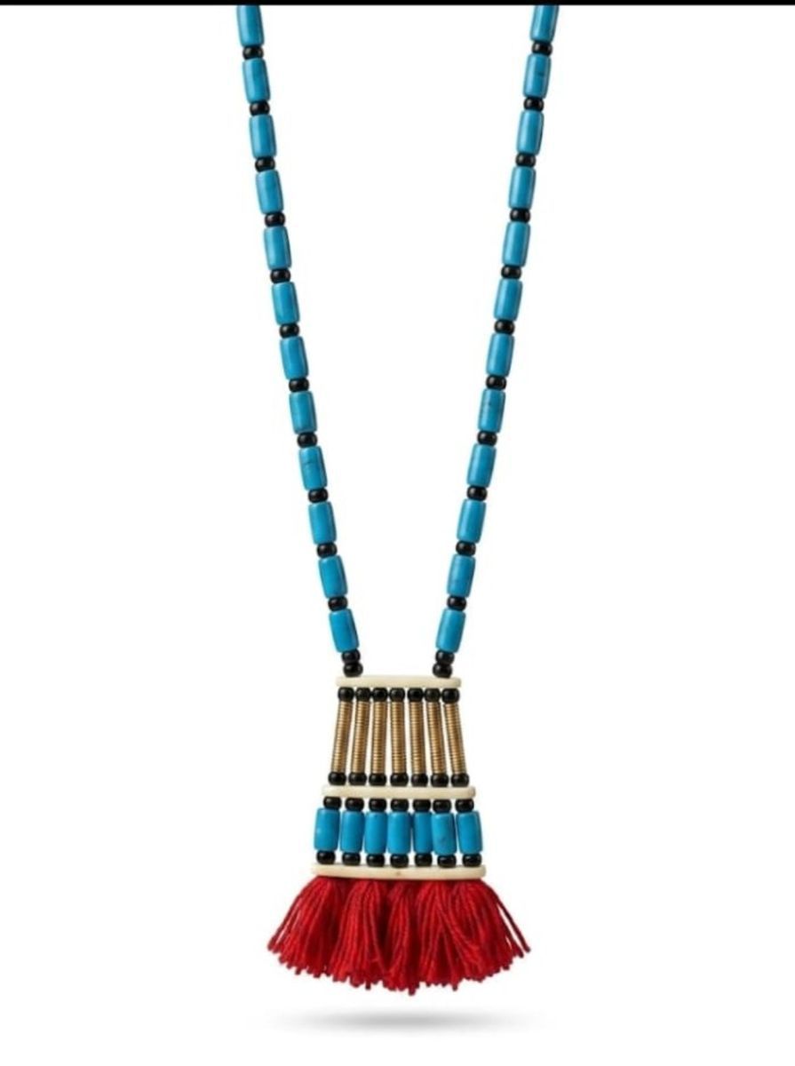 Artisanal Beaded Tassel Statement Necklace