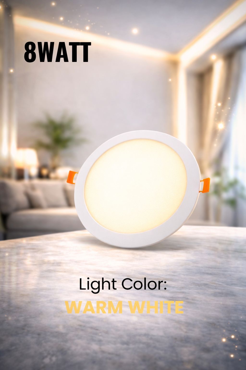 SPARKWORLD 8W Round LED Panel Light (Warm White) | Energy Efficient Recessed Ceiling Light for Home & Office