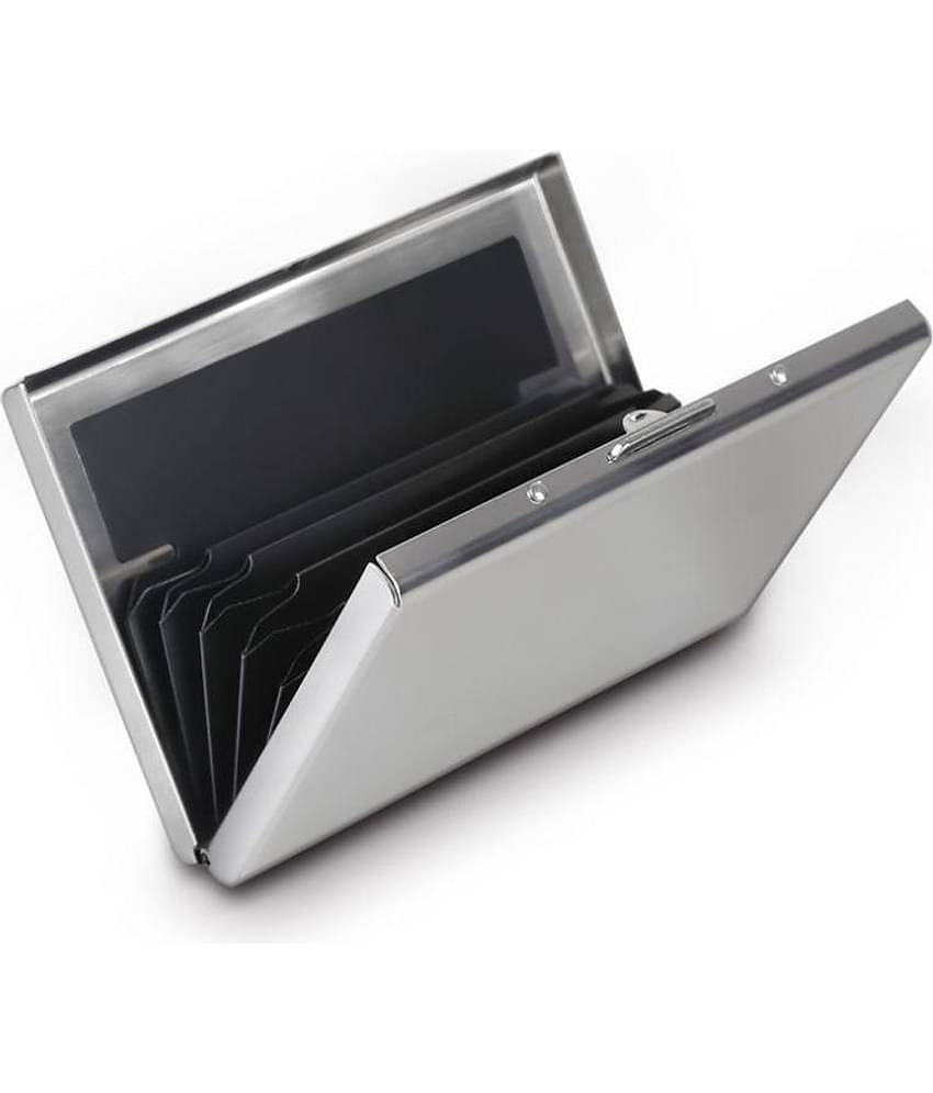 AmtiQ High Quality Stainless Steel 6 Slots RFID Blocking ATM Credit Debit Business ID memory Card Holder Wallet