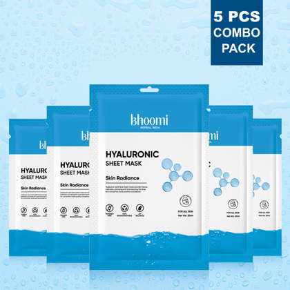 Bhoomi Herbal India Hyaluronic Sheet Mask (20 ml) Pack of 5 Bhoomi Herbal India Hyaluronic Sheet Mask (20 ml) Pack of 5