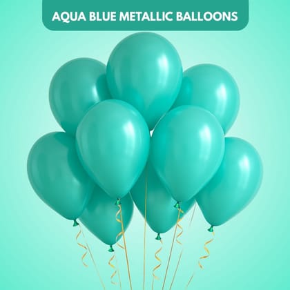 Aqua Blue Metallic Latex/Rubber Balloons - Air Filled - 12 inches - 10PC Aqua Blue Metallic Latex/Rubber Balloons - Air Filled - 12 inches - 10PC