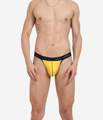 La Intimo Pack of 1 Cotton Blend Thongs For Men's ( Yellow )