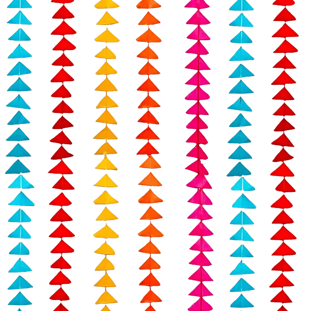 Decorative Triangle Toran,Triangle Cloth Garlands 4Ft. Hanging For Mehndi, Haldi, Wedding,Pongal,Festive Backdrops-Pack of 10