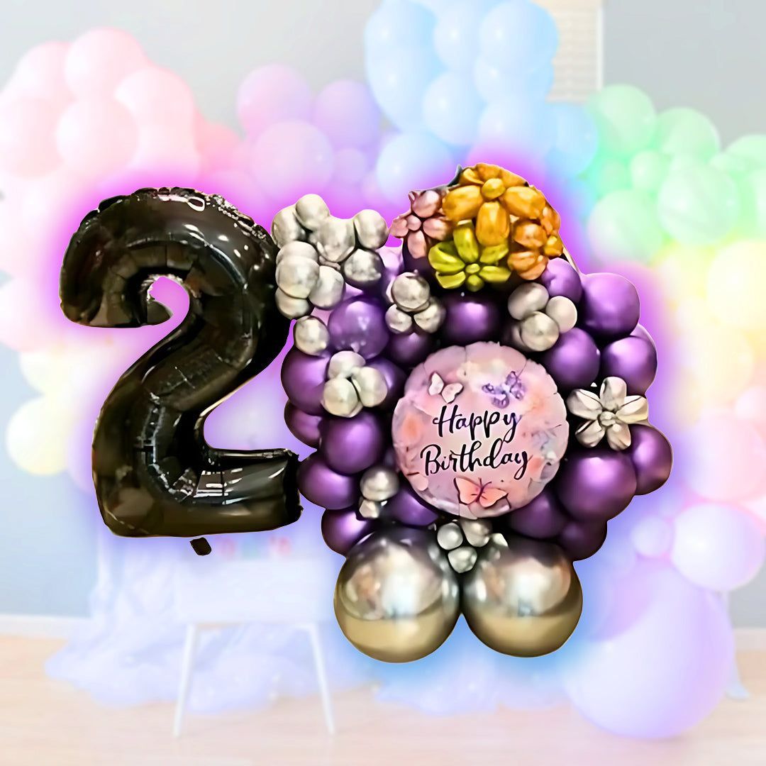 Happy 2nd Birthday w/Small Ring Ballon Bouquet Set