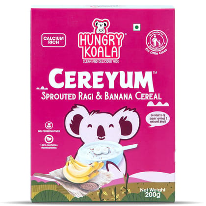 HUNGRY KOALA Ragi & Banana Cereal Made With Natural Ingridients For Kids To Grow Healthy No Preservative Or Additives Or Maida
