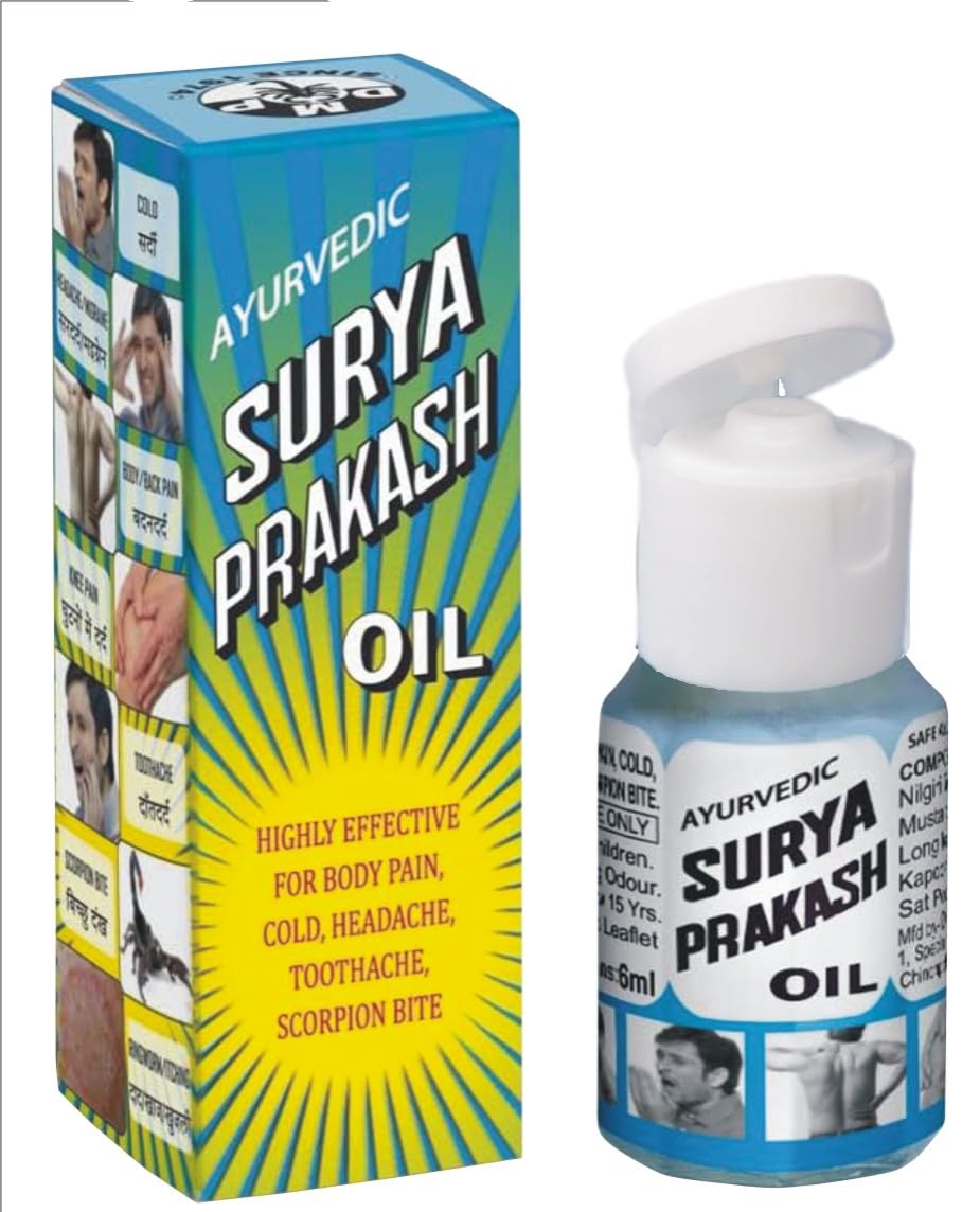 PNC-Surya Prakash Oil 06ml Each Pack of 8 Bottles. Way to Pain Management.