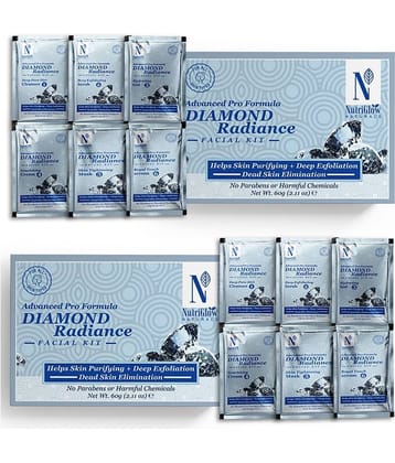 NutriGlow NATURAL'S Advanced Pro Formula Diamond Radiance Facial Kit For Make Skin Acne & Spot Each 60gm (Pack of 2)