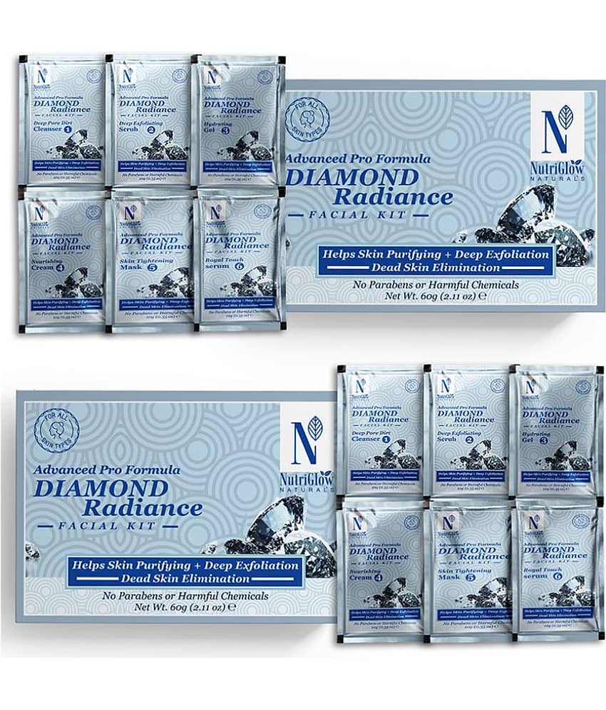 NutriGlow NATURAL'S Advanced Pro Formula Diamond Radiance Facial Kit For Make Skin Acne & Spot Each 60gm (Pack of 2)