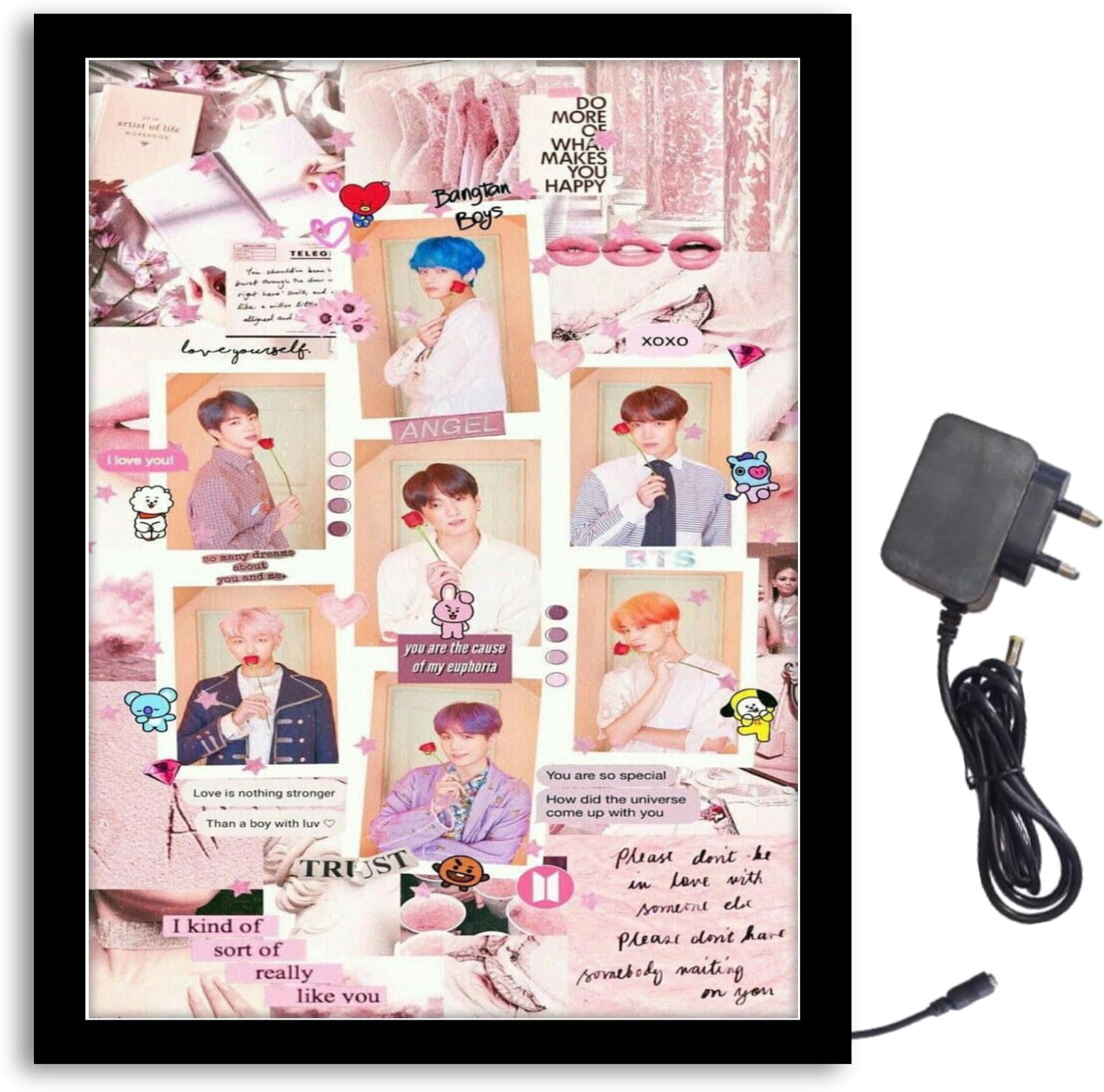 NOKKES Bts Team Card Light Photo Frame 8X10 inch Led Light photo Frame With Light Adaptor Led Light Photo Frame Black Color Photo Frame_AQW162
