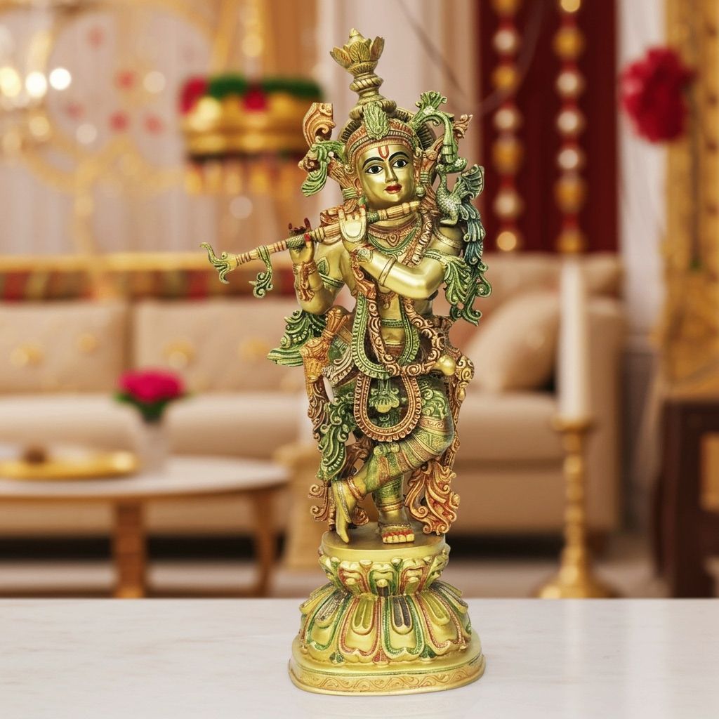 Brass Krishna God Idol Statue � Decorative Brass Murti, Height : 36 Inch (BSMAS1815 K)