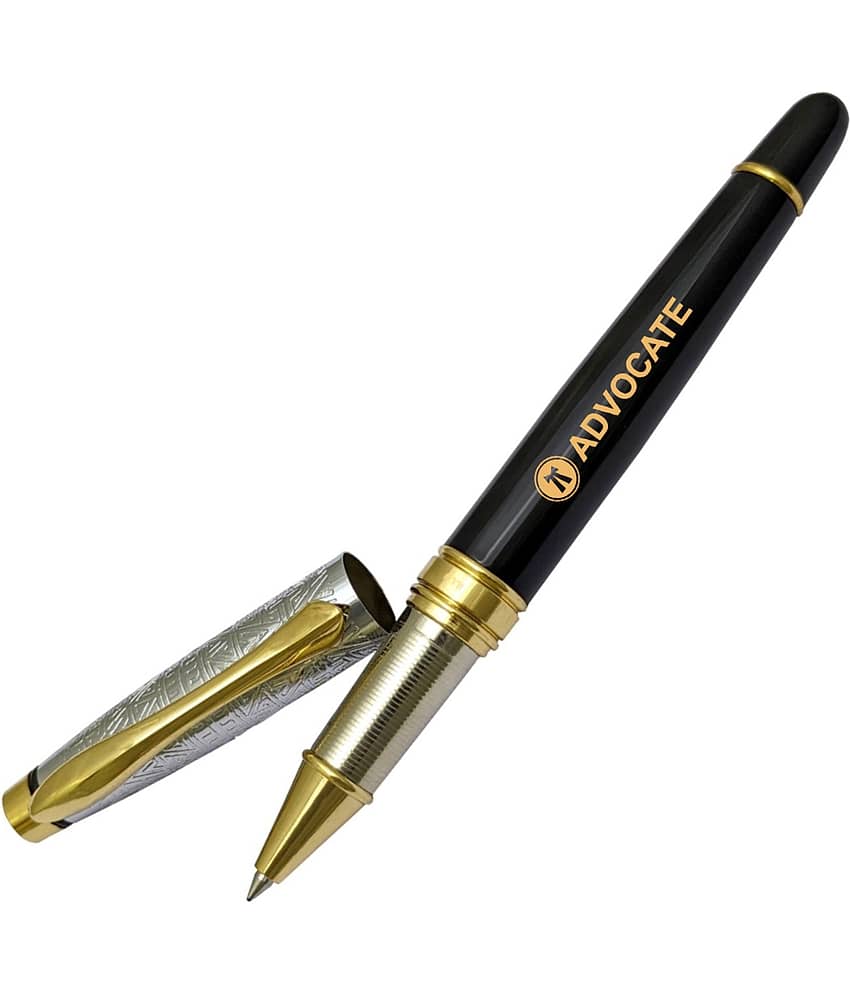 UJJi Advocate Gifts Half Design Roller Pen with Golden Part (Blue Ink) Roller Ball Pen