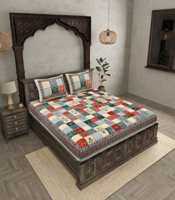 Trendy Blocks 240TC Soft Cotton Double Bedsheet Trendy Blocks 240TC Soft Cotton Double Bedsheet